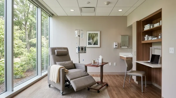 Infusion treatment chair in the Brandon infusion clinic