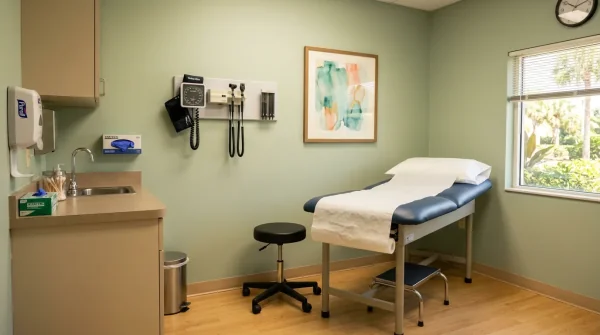 Doctor using a tablet while coordinating patient care