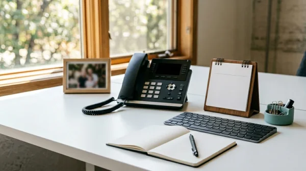 Team members reviewing information together while coordinating next steps